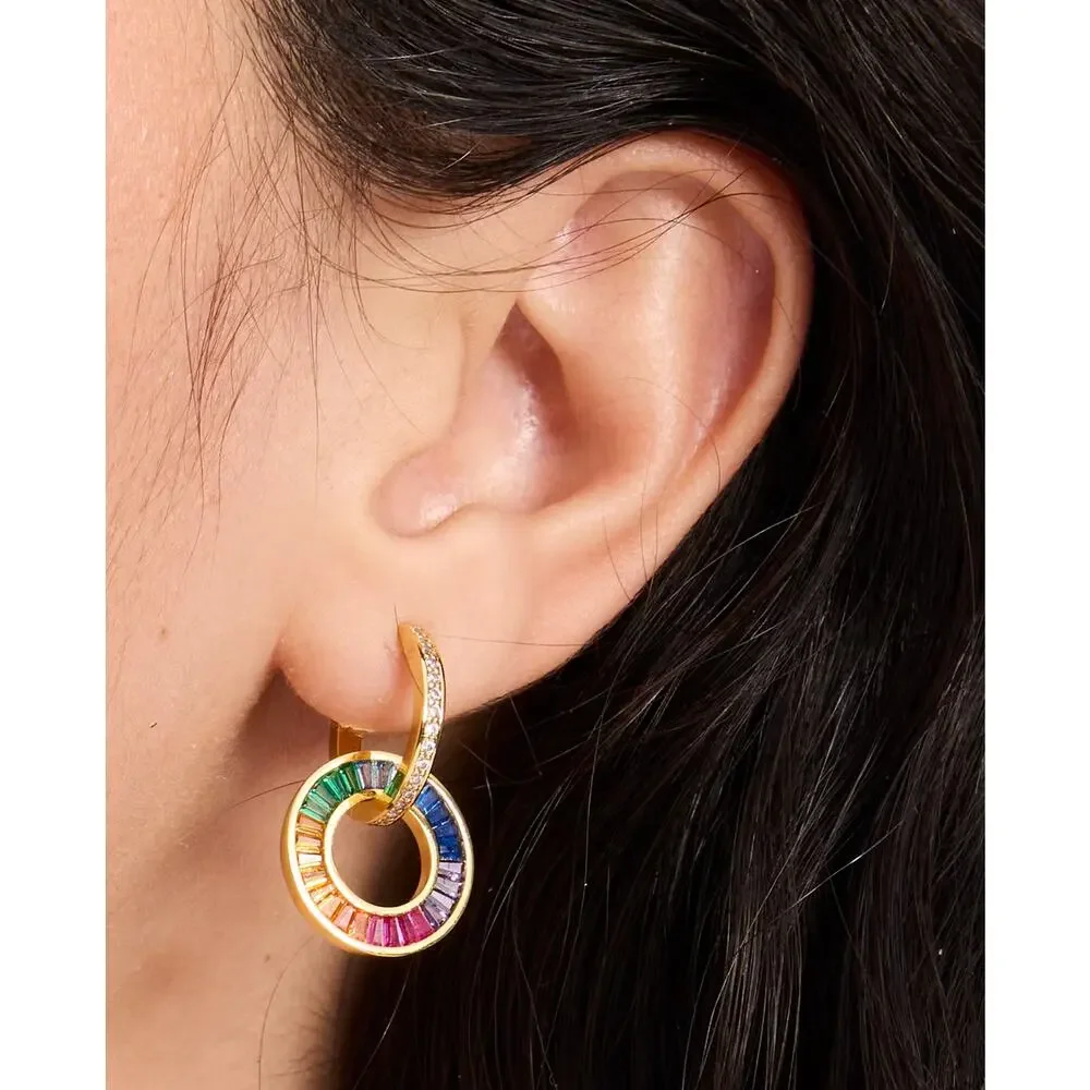Kate Spade Rainbow Joy Drop Crystal Huggies Earrings
